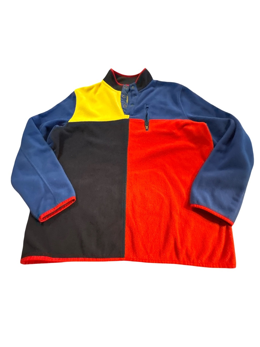 Club Room Colorblock Zip-Up Fleece Sweater - Blue, Red, Black, Yellow